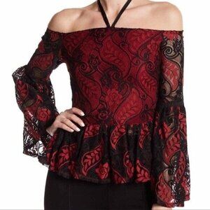Romeo And Juliet C Lace Red Off The Shoulder Top Gothic Women’s Size Small
